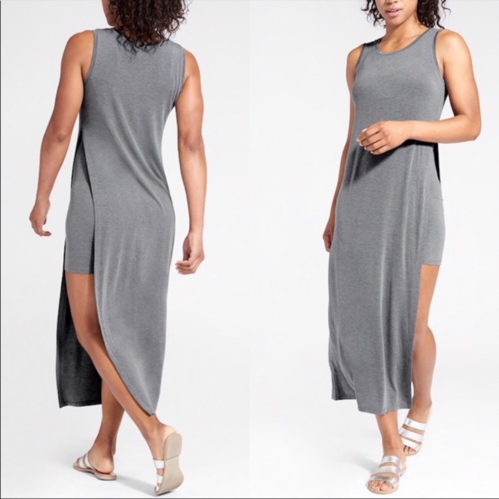 ATHLETA | Gaia Jersey Side Slit Tee / Tank Maxi Dress